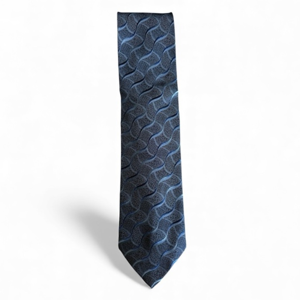 Roberto Villini Collezione Men’s‎ Silk Tie Blue Wave Pattern Italian Designer